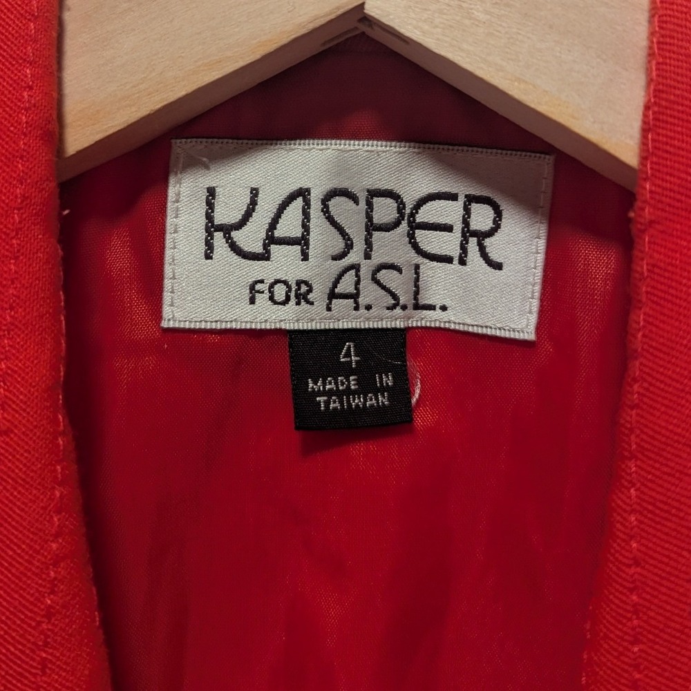 VTG Kasper for ASL Red Short Sleeve Double Breasted Belted Blazer Wrap Dress‎ - Picture 5 of 8